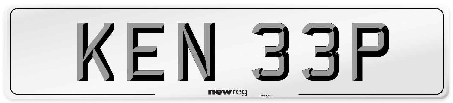 KEN 33P Number Plate from New Reg